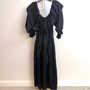 1980s Black taffeta poet Dress